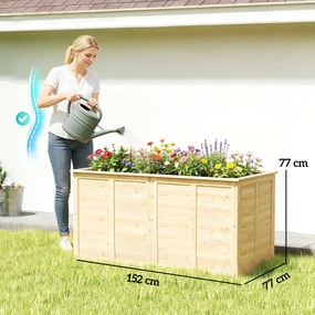 Outsunny Pat înălțat din lemn 152 x 77 x 77 cm, adânc înălțat, pat de ierburi cu bază deschisă, tije de consolidare | Aosom Romania