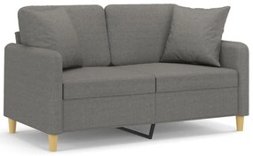 3153130 vidaXL Canapea cu 2 locuri cu perne&pernuțe gri închis 120 cm textil