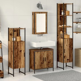 vidaXL Set 4 Piese Mobilier pentru Baie Lemn Vechi Lemn Prelucrat