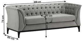 Canapea cu 2,5-locuri, gri/negru, POWEL 2 ,5 WF