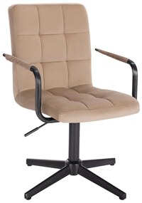 HR1015PCROSS scaun Catifea Latte cu Bază Neagră