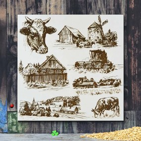 DUBLEZ | Tablou din lemn pentru perete - Peisaj rural