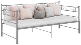 vidaXL Cadru pat canapea extensibilă, gri, 90x200 cm, metal