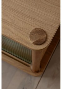 Vitrină în culoare naturală din lemn de stejar cu ușă glisantă 135x73,5x48 cm Italic – UMAGE