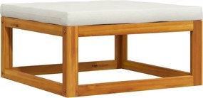 vidaXL Taburet de picioare, cu pernă alb crem, lemn masiv de acacia
