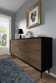 Dulap 4D 180 Sherlock (Negru + Stejar  catania + Auriu). 1125108