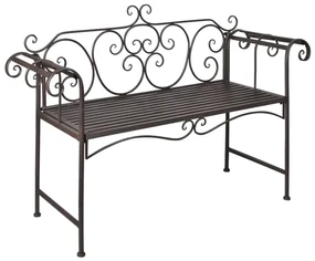 40716 vidaXL Bancă de grădină, maro învechit, 132 cm, oțel