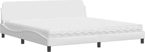 vidaXL Pat cu saltea, Dover, alb, 200x200 cm, piele ecologică
