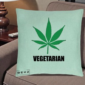 Perna Decorativa Vegetarian cu Frunza, 40x40 cm, Verde Menta, Husa Detasabila, Perna Inclusa, BEKZ®