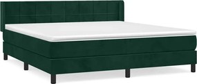 vidaXL Pat box spring cu saltea, verde închis, 160x200 cm, catifea