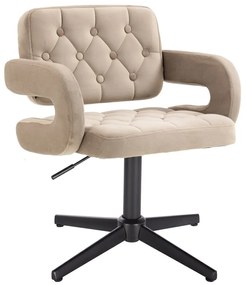 HR8403CROSS Scaun Catifea Latte cu Bază Neagră