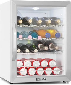 Klarstein Beersafe XL Crystal White, frigider, D, 60 l, LED, ușă din sticlă, alb/argintiu