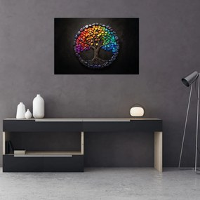 Tablou – Arbore plin de inimi colorate (90x60 cm)