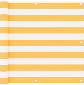 vidaXL Paravan de balcon, alb și galben, 90 x 500 cm, țesătură oxford