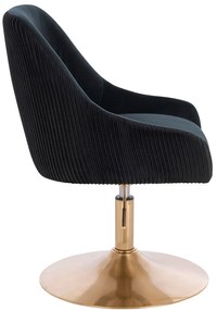 HR920N Scaun Neagră din Catifea cu Bază Aurie
