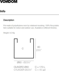 Ghiveci plante design decorativ modern exterior / interior CYLINDER POT 60x60cm