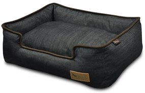 Pat pentru animale de companie albastru închis pentru câini 100x75 cm Lounge Bed Denim Medieval Blue / Dark Chocolate L – P.L.A.Y.