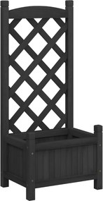 vidaXL Jardinieră cu spalier, negru, lemn masiv de brad