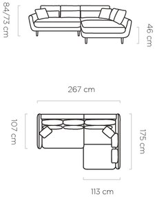 Coltar living Solano pe dreapta - L267 x l175 x h84 cm
