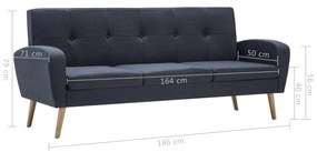 Canapea de 3 persoane, material textil, gri inchis Morke gra