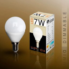 Bec LED E14 DIMABIL, 7W 3000K lumina calda Globe mini opal SV-50069