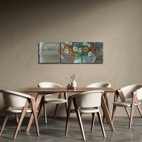 Tablou - Pictură în ulei, flori de câmp (cu ceas) (90x30 cm)
