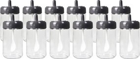 Set 12 recipiente condimente 430KSV1468, transparent/negru, sticla, 30