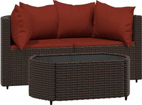vidaXL Set mobilier de grădină cu perne, 3 piese, maro, poliratan