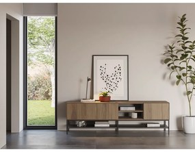 Comodă TV în culoare naturală cu aspect de lemn de stejar 180x55x35 cm Amira – Marckeric