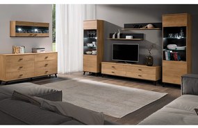 TV măsuţă, stejar lefkas/negru, SIRAN TYP 6