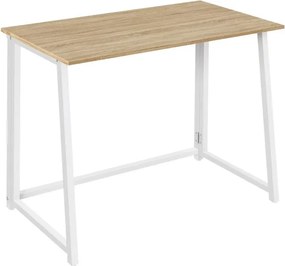 Set pentru birou ZARIMO masa 80x40 cm, alb/stejar sonoma + scaun AVOLA din piele ecologica, roz