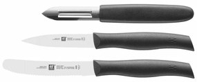 Set cutite si decojitor Zwilling TWIN Grip 38738000, 3 piese, Otel inoxidabil 18/10, Lame cu intarire la gheata FRIODUR, Rezistente la coroziune, Argintiu / Negru
