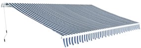 vidaXL Copertină pliabilă, acționată manual, albastru/alb, 500 cm