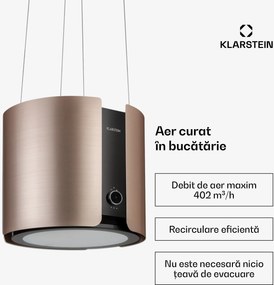 Klarstein Skyfall, hota insula, Ø 45 cm, recirculare, 413 m³ / h, LED, auriu