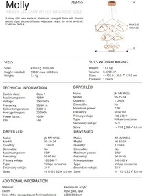 Lustra LED XXL pentru casa scarii design lux 110cm Molly auriu roze SV-763455