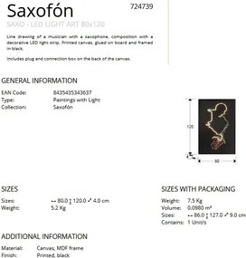 Tablou de perete decorativ cu iluminat Saxofon