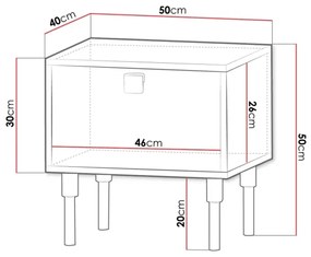 Noptieră DORSET 50x50 cm negru/auriu