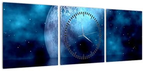 Tablou Luna deasupra mării (cu ceas) (90x30 cm)