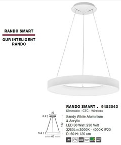 Lustra LED controlata wireless prin smartphone Rando Smart alba NVL-9453043