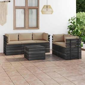 3061890 vidaXL Set mobilier de grădină din paleți, cu perne, 6 piese, lemn pin