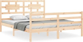 vidaXL Cadru de pat cu tăblie, king size, lemn masiv