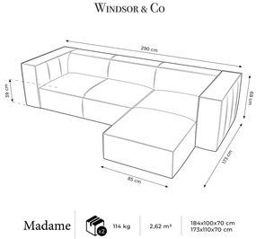 Colțar maro coniac cu tapițerie din piele (cu șezlong pe partea dreaptă) Madame – Windsor &amp; Co Sofas