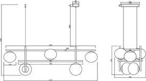 Ondaluce - Lustră suspendată pe cablu JEWEL 6xE14/10W/230V auriu/alb
