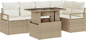 vidaXL Set de canapele pentru grădină cu pernă 6 pcs Bej Rattan poli