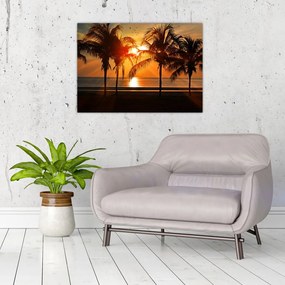 Tablou cu palmier în apus de soare (70x50 cm), în 40 de alte dimensiuni noi