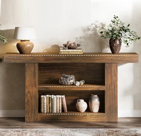 MAM26 - Masa Consola, 160 cm, masuta hol cu 2 rafturi, living, dining, dormitor - Maro