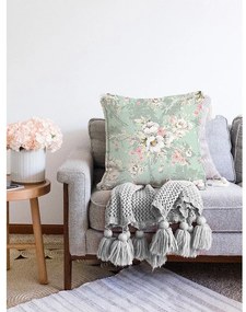 Față de pernă din amestec de bumbac Minimalist Cushion Covers Blossom, 55 x 55 cm, verde