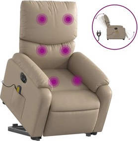 vidaXL Fotoliu electric masaj rabatabil cu ridicare, cappuccino