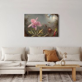 Tablou - Martin Johnson Heade, Cattleya Orchid and Three Hummingbirds, reproducere (90x60 cm)