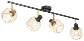 Spotlight industrial negru cu auriu 4 lumini - Bliss Mesh